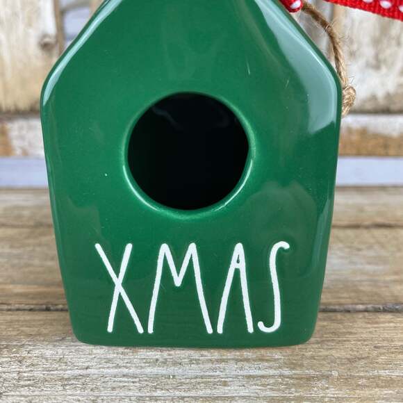 Rae Dunn Green “XMAS” Mini Birdhouse Ornament - Picture 2 of 7